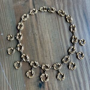 Vintage Gold Twisted Loop Necklace